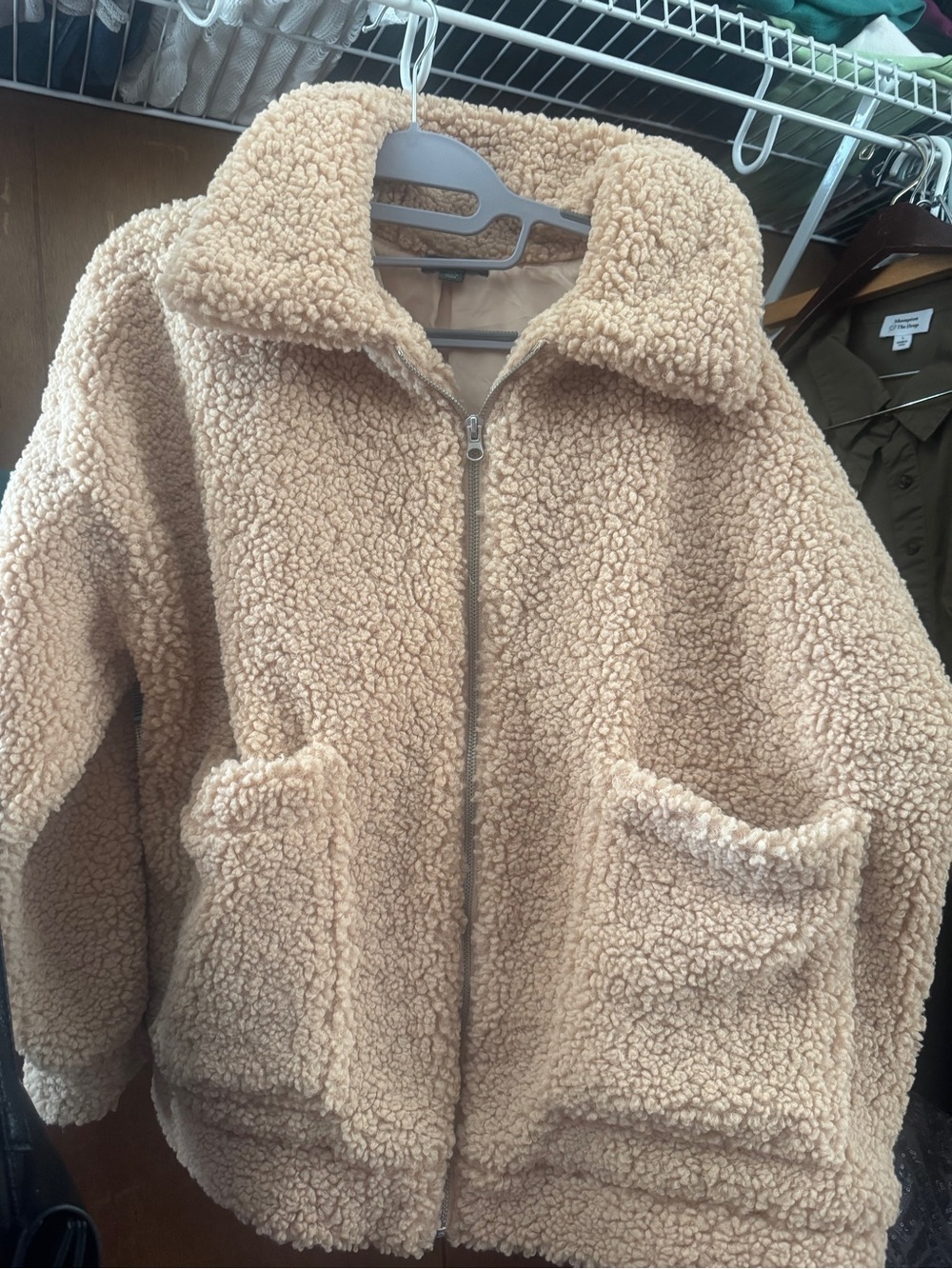 Wild Fable Faux Sherpa Teddy Jacket – Cream/Tan – Size M/L